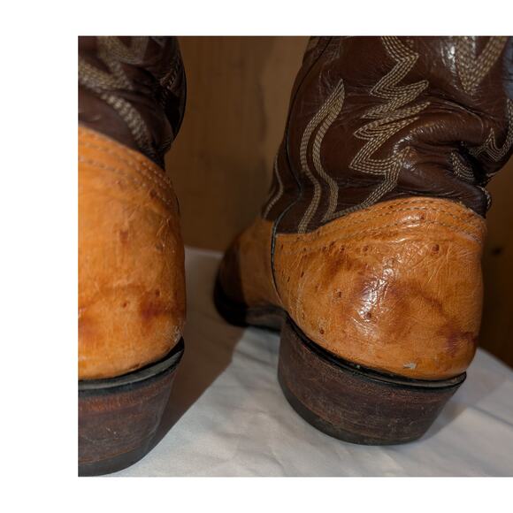 Vintage Bona Allen Cowboy Boots Ostrich Leather Western Size 8D main image 5
